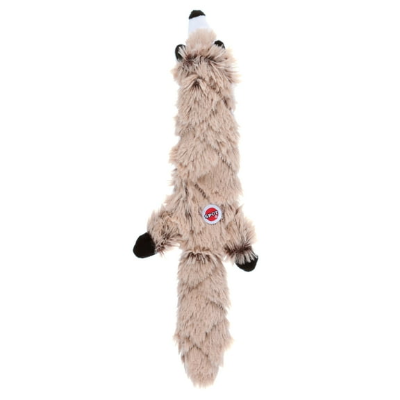 SPOT Skinneeez Extreme Quilted Raccoon Dog Toy – Tough, Stuffing-Free Plush with 4 Layers & 2 Squeakers for Small & Medium Dogs, 14″