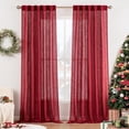 thumbnail image 1 of Cortinas MIULEE de lino rojo burdeos de 244 cm de largo para dormitorio y sala de estar, 1 of 7
