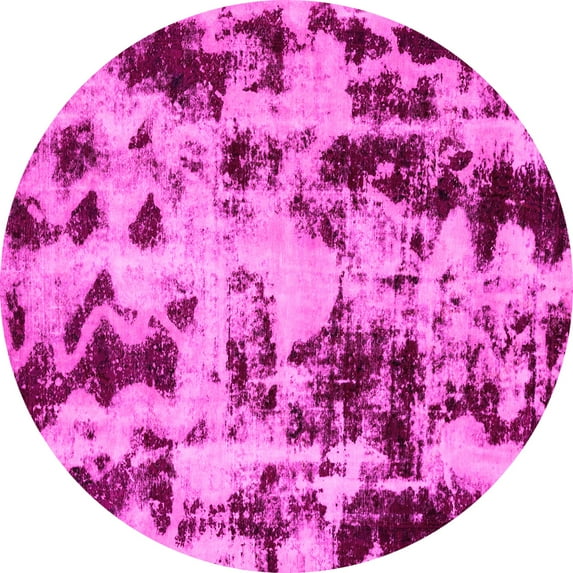 Ahgly Company Indoor Round Abstract Pink Modern Area Rugs, 8' Round