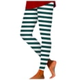 thumbnail image 5 of COMVALUE Women's Leggings Striped Tights High Waist Elastic Waistband Party Yoga Stirrup Pants Dark Green Size S, 5 of 8