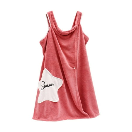 

Uorcsa Upgrade Tube Top Bathrobe Short Coral Fleece Sling Variety Wearable Bath Skirt Star Pocket Bath Towel
