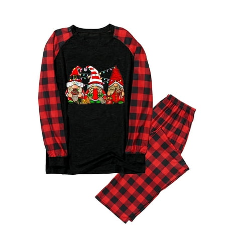 

Xutthjh Women Family Christmas Pajamas Home Printed Plaid Sleeve Holiday