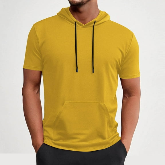 Men's Hooded Shirt, Workout Hoodie with Pocket and Drawstring, Casual Pullover for Athletic Wear