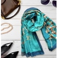 thumbnail image 6 of Wrapables Silk Like Satin Polyester Large Scarf Wrap, Almond Blossoms Teal, 6 of 6
