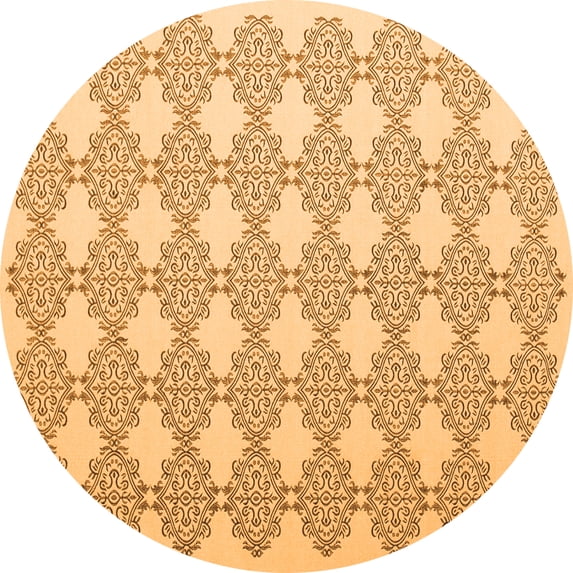 Ahgly Company Indoor Round Abstract Orange Contemporary Area Rugs, 8' Round