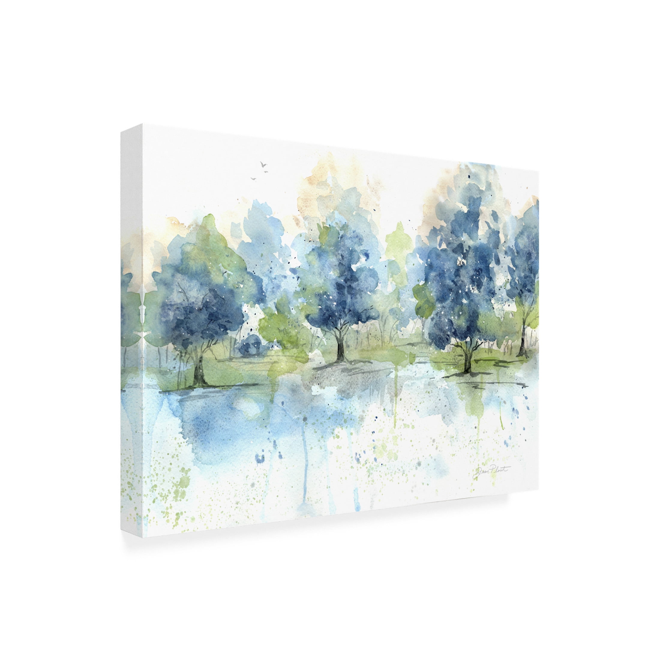 Canvas Wall Art - Jean Plout 'Washy Blue Landscape B' Wall Art for Living Room, Bedroom, or Office Décor by Trademark Fine Art - 19 x 14 Inches