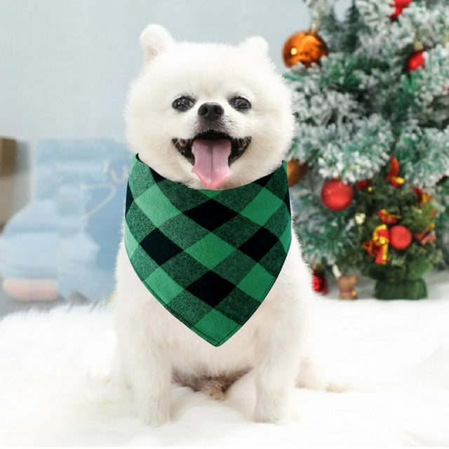 Stylish Holiday Pet Dog Bandanas Triangle Towel Bib Accessory for Small Medium Large and Felines Festive Xmas Design Print