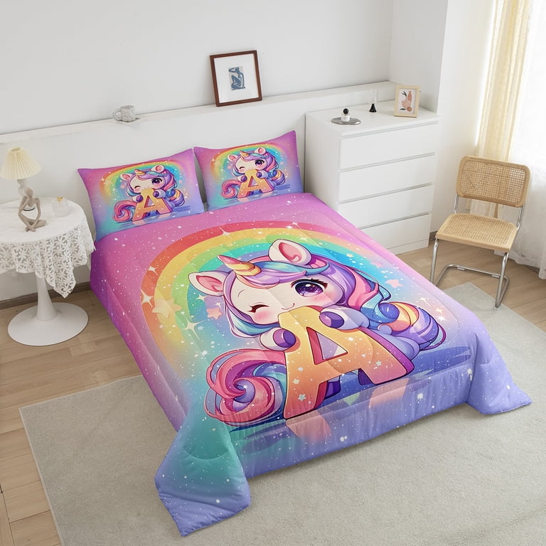 Rainbow Unicorn Comforter Set Queen Size Cute Unicorn Bedding Sets