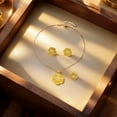 thumbnail image 3 of Flower Theme Jewelry Set Alloy Necklace Earrings Ring Matching Set Charming Jewelry Alloy Texture for Fashion Lover, 3 of 7