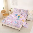 thumbnail image 2 of jejeloiu Cute Unicorn Animals Queen Sheet Sets For Girls,3D Cartoon Monogrammed Y Bed Set For Kids,4 Pieces, 2 of 6