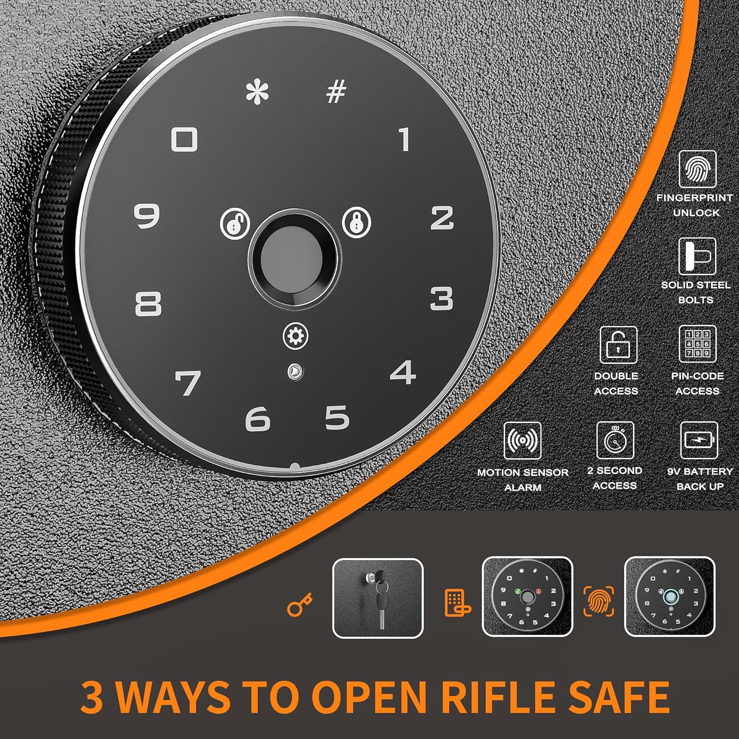 Superday 4-6  Gun Safe, Quick Access Large Gun Safe for Rifles and pistols with Fingerprint Keypad, Electronic Locking Gun Cabinet  Safe with Gun Safes Pocket and  Rack for Home, Office