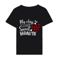 thumbnail image 5 of ICHUANYI Women's T-shirt Valentine's Day Letter Print Shirts Short Sleeve Crew Neck Tops Cloth New Trending, 5 of 5