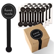 Handmade Stickers 100 Pcs/pack Black Long Adhesive Decal for Small Business Package Bakery Cake Gift Decor Supplies