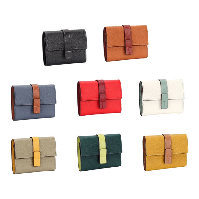 facefd Leather Women Purse Rectangular Replacement Trifold Solid Color Stylish Card Holder Wallet Notecase Birthday Gift Grey