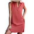 thumbnail image 2 of Vestido Sin Mangas Dividido Verano Con Cuello En V Vestido Sin Mangas Mujer Transpirable Casual Vestido Corto Sin Mangas Dividido Para Fiesta En La Playa Ladrillo Rojo S, 2 of 5