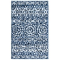 SAFAVIEH Trace Aditi Oriental Area Rug, Navy/Ivory, 4' x 6'