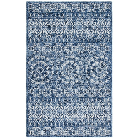SAFAVIEH Trace Aditi Oriental Area Rug, Navy/Ivory, 4' x 6'