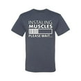 thumbnail image 2 of Wild Bobby Installing Muscles Please Waitâ€¦ Gym/Workout Men Graphic Tee, Vintage Heather Blue, X-Large, 2 of 5