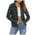 Xzfhgjd Womens Casual Roll Up Long Sleeve Boyfriend Plaid Button Down