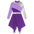 thumbnail image 5 of Doomiva Women Metallic Color Block Praise Dance Dress Church Worship Dress Lyrical Dancewear Purple L, 5 of 6