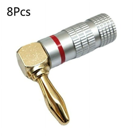 

TINYSOME Gold Plated Speaker Plugs Stackable Banana Plugs for Speaker Wire Right Angle 90 Degree Speaker Connectors Sound Systems