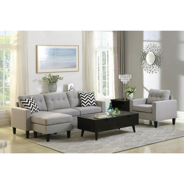 Metro Upholstered Tufted Sectional Light Grey Com Metro Upholstered Tufted Sectional, Light Grey Tufted Couch