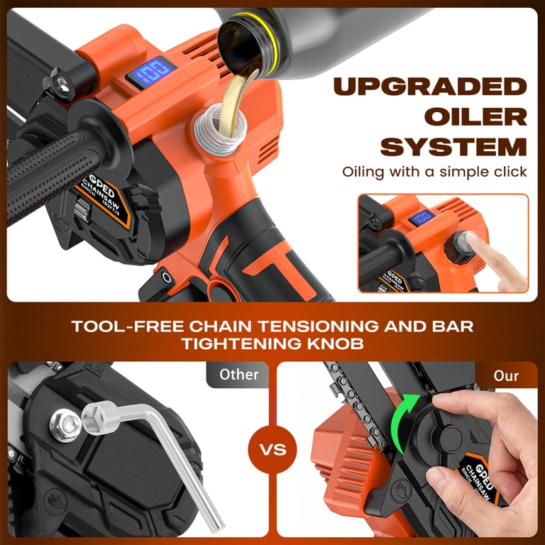 GPED Brushless Mini Chainsaw, 6" & 8" Cordless Kit photo 6