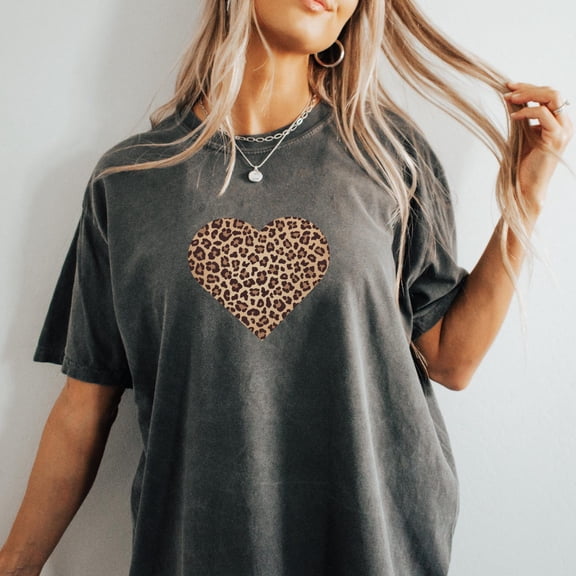 Velto Leopard Heart T-Shirt: Boho Cheetah Print All Size S-5XL