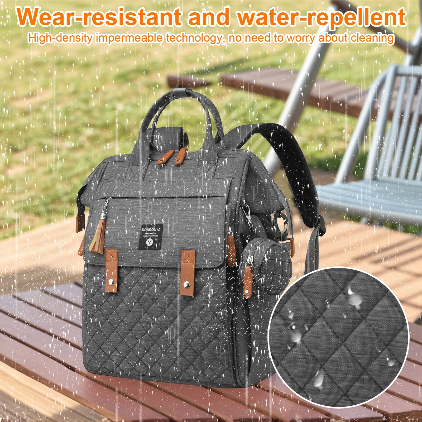 Eurhowing Baby Diaper Bag Backpack for Mom & Dad, Large Capacity Baby Bag with Stroller Straps & Insulated Pocket, Waterproof Diaper Backpack for Travel, Dark Gray