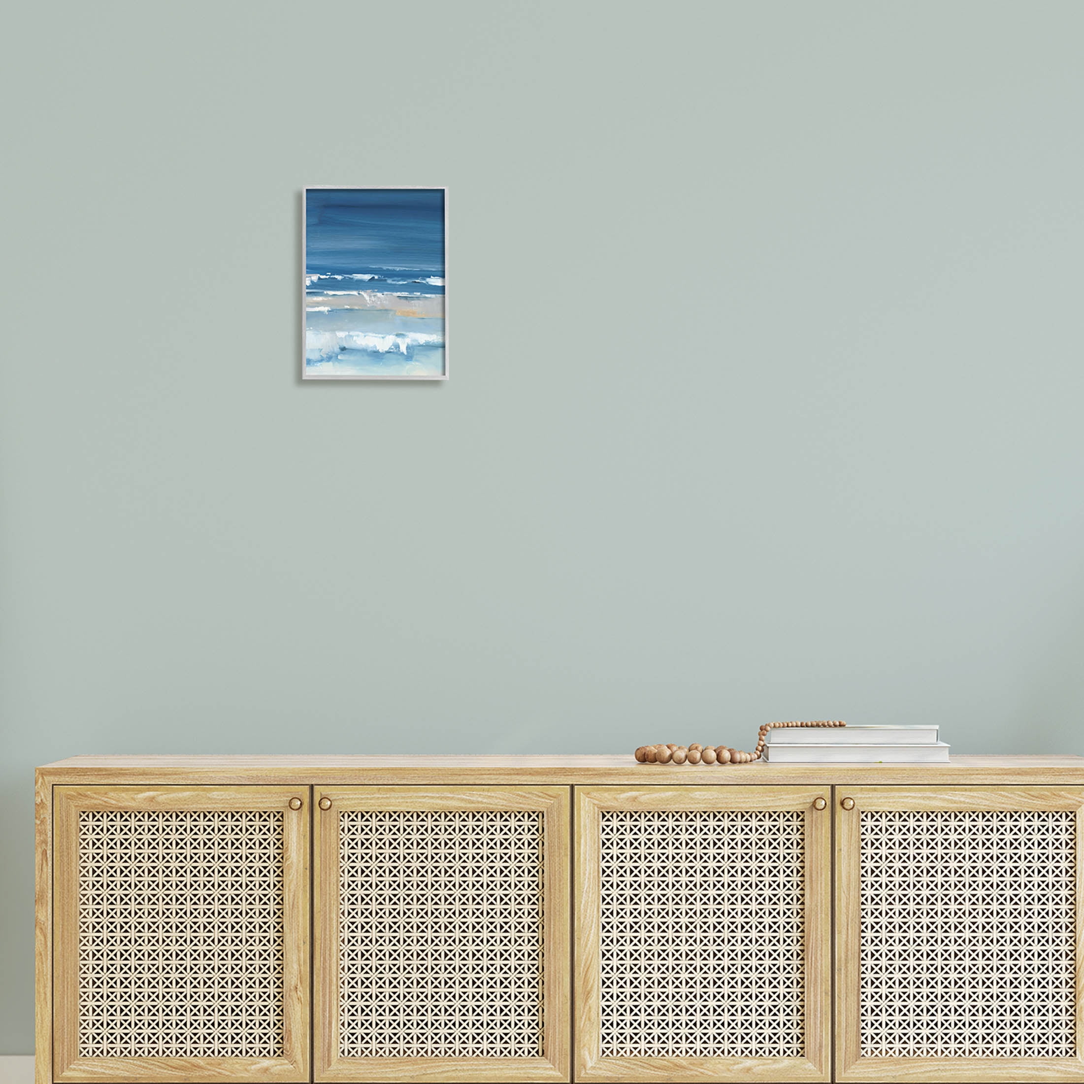 Stupell Industries Rolling Beach Waves Foamy Shoreline Painting Gray Framed Art Print Wall Art, Design by Ethan Harper