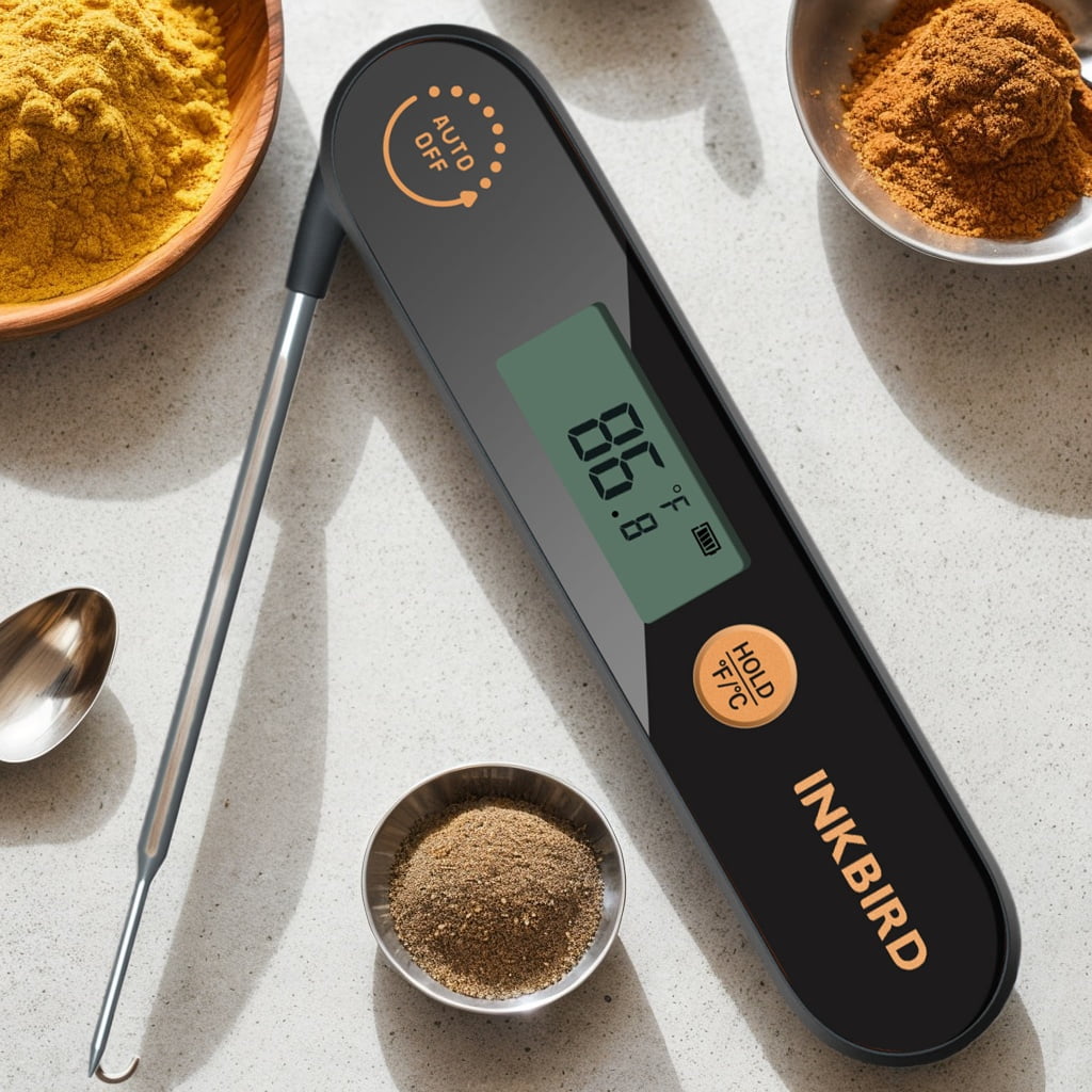 INKBIRD Meat Thermometer with Stainless Steel Probe and LCD Display, Foldable Probe Instant Read Waterproof Digital Food Thermometer , -58°F to 572°F