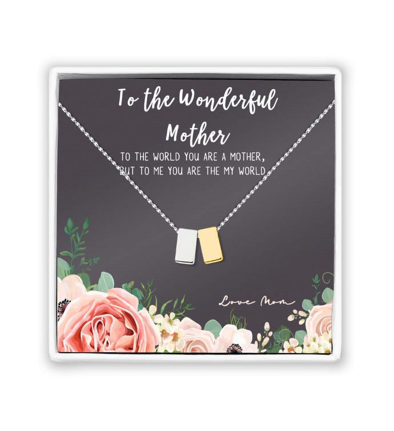 To The Wonderful Mother Mother's Day Gift, Mother's Day Gift for Her, Mother's Day Gift for Her, Gift for Mom,Jewelry Gift for Mom, Necklace Gift for Mom [Silver-Gold, No-Personalized Card]