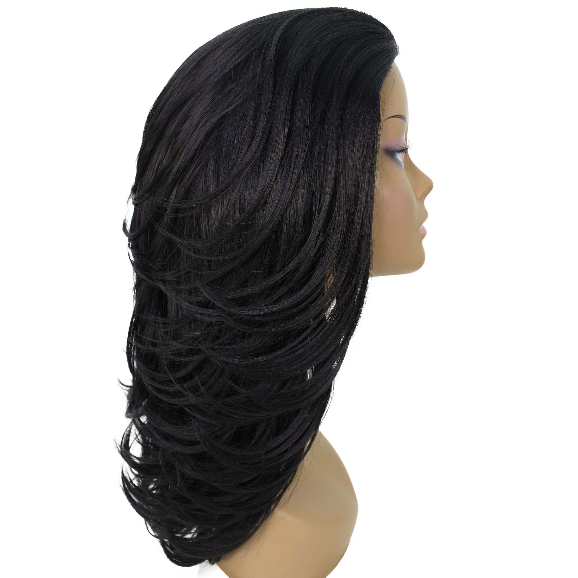 LUXLUXE Leal Curly Layered 18.5 in Long Half Wig Mix Human Hair and Synthetic Fibers
