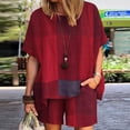 thumbnail image 2 of SELONE Lounge Sets for Women 2 Piece Outfits Dressy Plus Size Casual Summer Round Neck Printed Short Sleeve Tops And Shorts Two Pieces Set Suit 17-Red XXL, 2 of 5