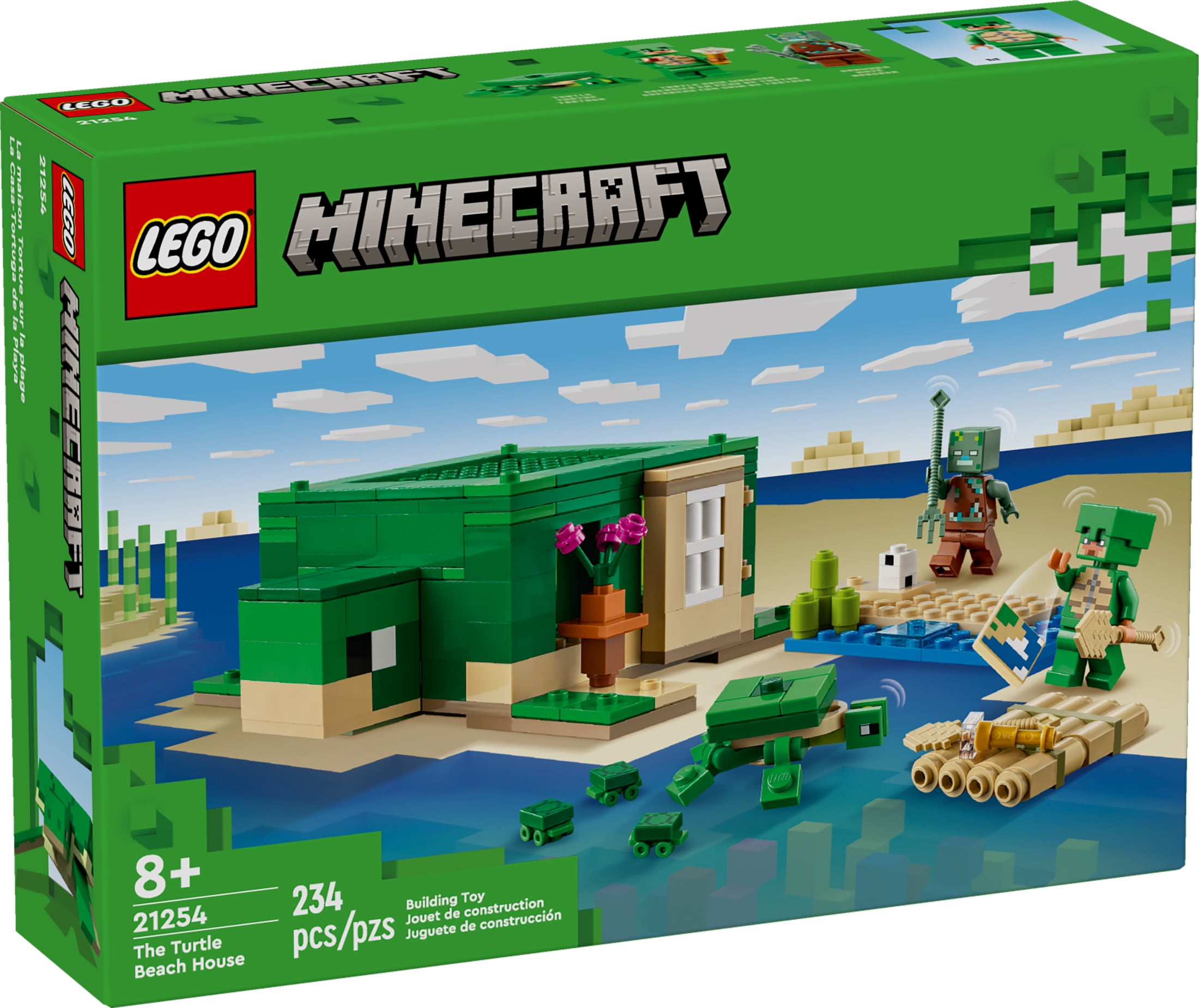 LEGO Minecraft The Turtle Beach House Construction Toy, Minecraft House Building Set with Turtle Figures, Accessories, and Characters from the Game, Gift for 8 Year Old Gamers, Boys and Girls, 21254