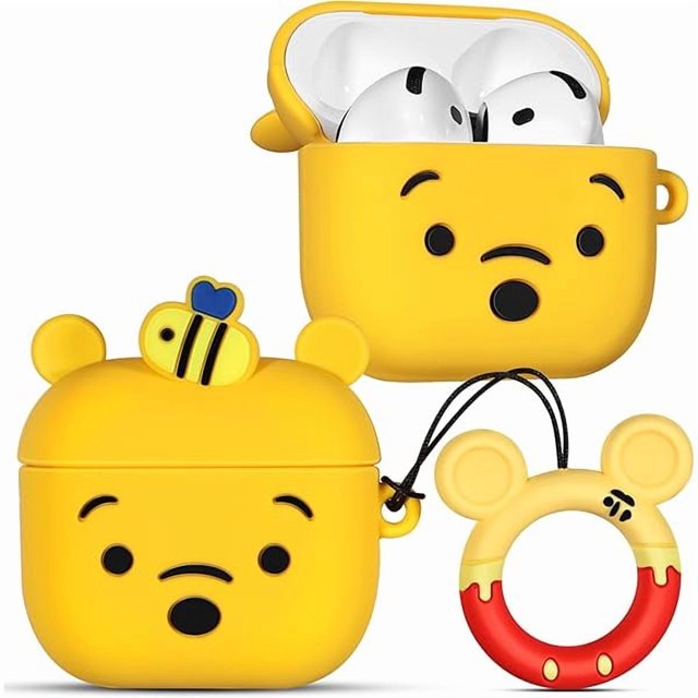 wonima44 Boaretiu for Airpods 4th Case - with Keychain for AirPods 4th Generation Case (2024) Yellow Bear Cute Kawaii Funny 3D Soft Silicone Fun Cool for Girls Women Teens for Air pods 4 Cover