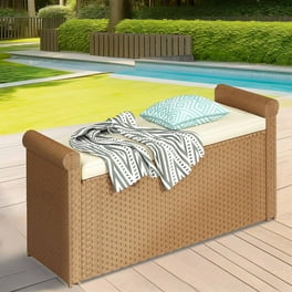 Patiowell 70 Gallon Outdoor Storage Bench with Deck Box Organization and Waterproof Resin Durable Outdoor Seating and Storage Box Perfect to Store Garden Tools and Pool Toys Brown Walmart