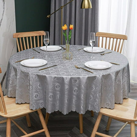 

ASWMXR Round Tablecloth PVC Waterproof Antifouling Table Cloth Outdoor Kitchen Dining Table Cover Size 120-200cm Professional Supplies
