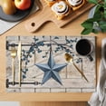 thumbnail image 2 of Texas Star Vintage Placemats Set of 6, Retro Navy Blue Berry Wooden Placemats for Dining Table, Place Mats for Kitchen Tabletop, Waterproof Wipeable Dining Table Mats Set, 2 of 9