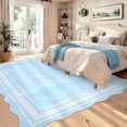 thumbnail image 2 of Towallmark 10x13 Washable Area Rug, Ultra Soft Low Pile Non-Slip Carpet, Modern Scalloped Print Floor Mat for Living Room Bedroom Home Decor, Light Blue, 2 of 9