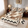 Manfei Wild Cat Pair Queen Sheets, Checker Frame Border Queen Sheet ...