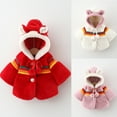 thumbnail image 4 of Odeerbi Baby Girl Clothes Toddler Winter Cloak Solid Color Rainbow Plush Cute Rabbit Ears Hoodie Thick Coat, 4 of 4