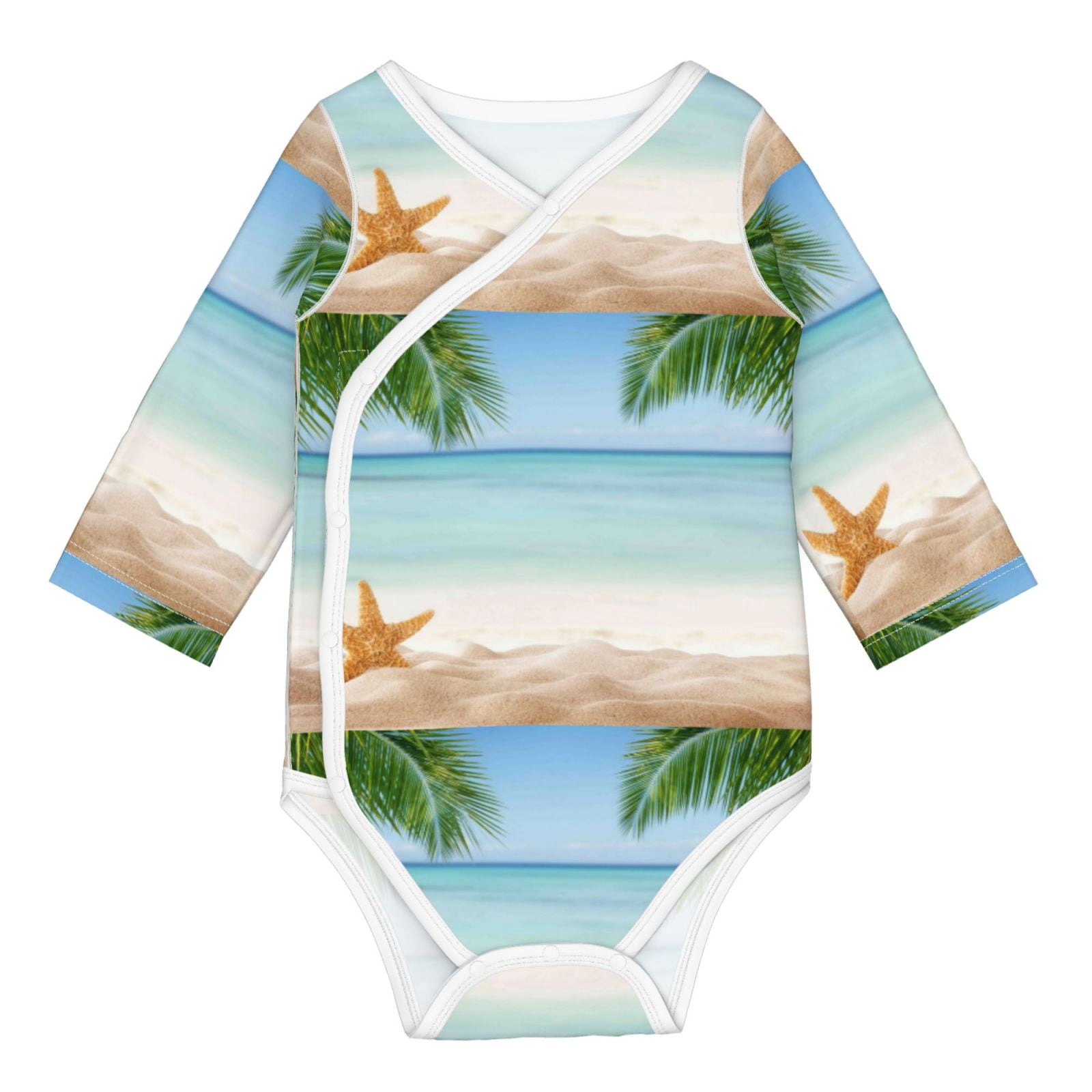 Picia Starfish in Beach for unisex-baby Long-sleeve Bodysuit,Newborn Baby Boy Girl Onsies Bodysuit-3 Months