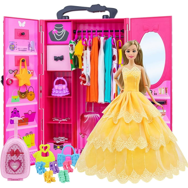 ZITA ELEMENT 11.5 Inch Girl Doll Accessories Doll Closet Wardrobe with  Clothes and Accessories Lot 101 Items Including Wardrobe, Suitcase, Clothes  etc. 