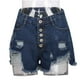 thumbnail image 4 of Pantalones cortos de mezclilla con borde rasgado a la moda de verano para mujer, botones abotonados, bolso Sexy, pantalones calientes a la cadera Fridja  fhjkhfk460777, 4 of 8
