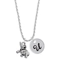 thumbnail image 1 of Delight Jewelry Silvertone Elephant Silvertone Script Initial Disc - U - Charm Necklace, 20"+3", 1 of 4