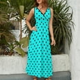 thumbnail image 4 of Turquoise black polka dot Sleeveless Dress luxury evening dresses for women Evening gown, 4 of 6