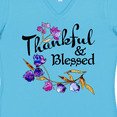 thumbnail image 4 of Inktastic Thankful and Blessed Inspirational Saying with Flowers Women's V-Neck T-Shirt, 4 of 5