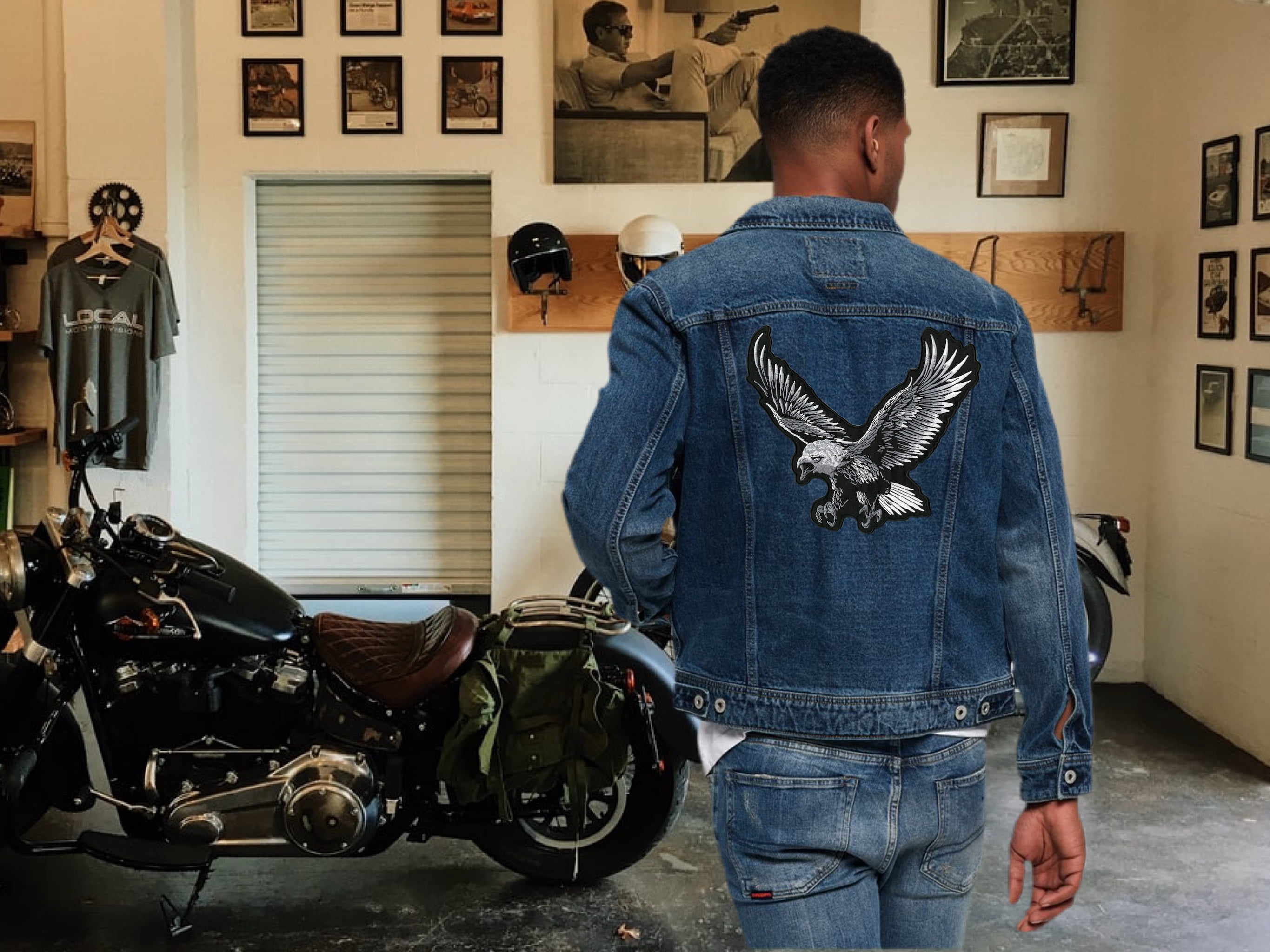 Silver Eagle Patch 9.5" | Freedom Patriotic | Embroidered Iron On | Large - by Nixon Thread Co.