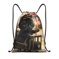 thumbnail image 1 of Xecao Adorable Kitten On Mini Train Pattern Sports Drawstring Backpack - String Swim Gym Bag with Wet Proof Pocket for Women&Men-Small, 1 of 6